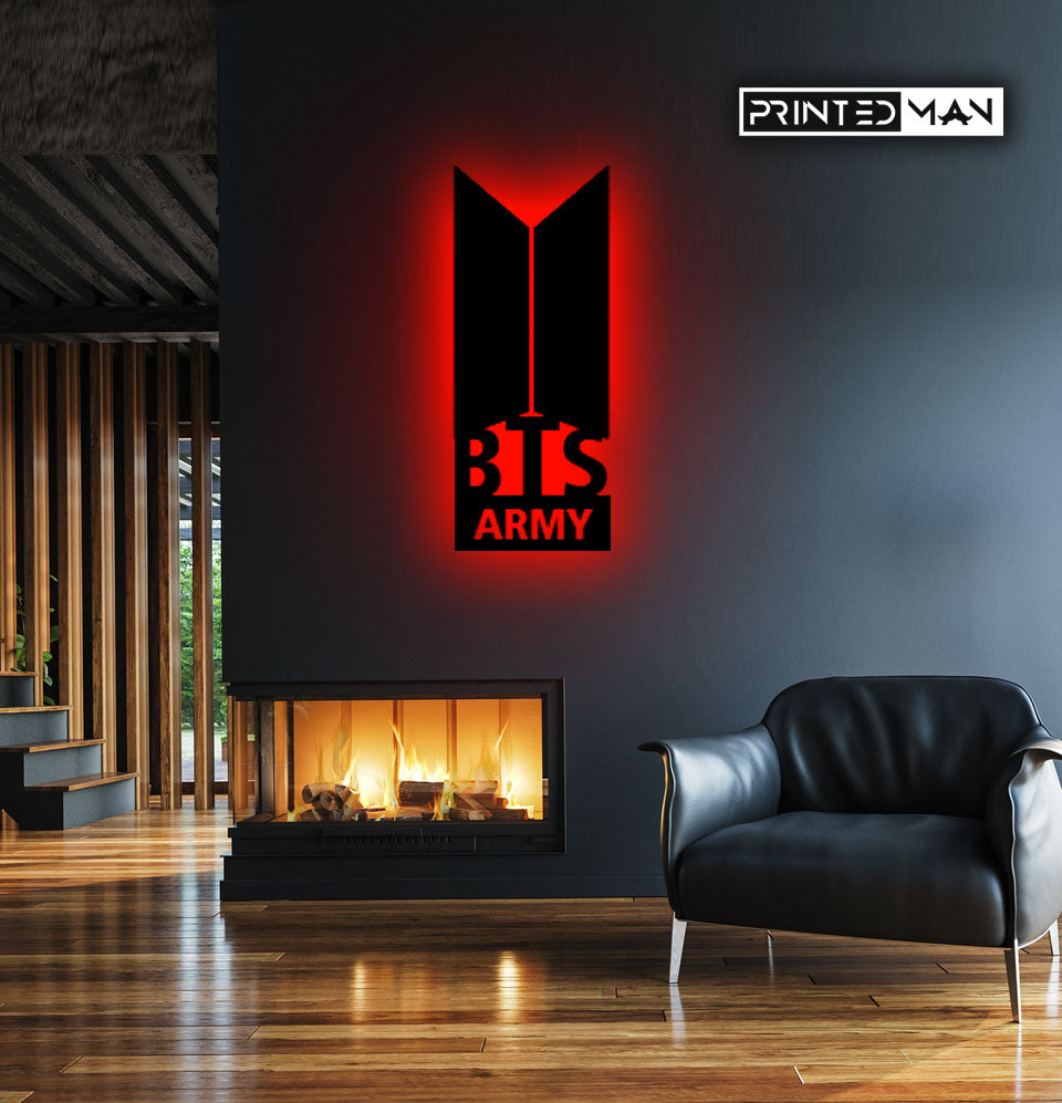 Wooden LED  Logo BTS ARMY
