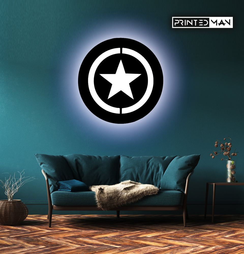 Wooden LED  Logo - Superhero Captain America