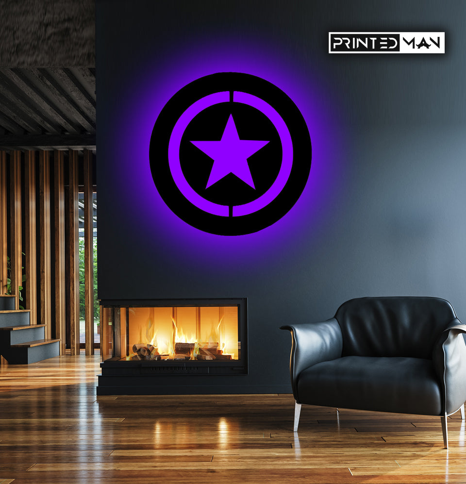 Wooden LED  Logo - Superhero Captain America
