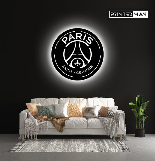 Wooden Paris Saint-Germain FC LED Logo luminous for football Fan's