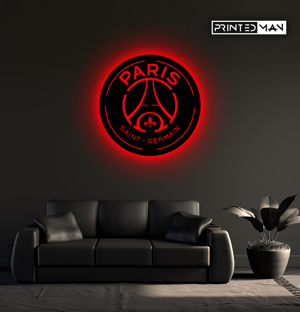 Wooden Paris Saint-Germain FC LED Logo luminous for football Fan's