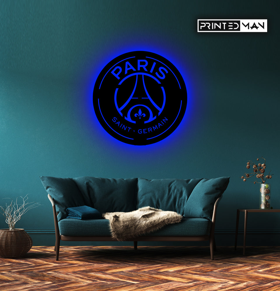 Wooden Paris Saint-Germain FC LED Logo luminous for football Fan's