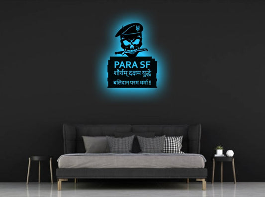 Wooden LED  Logo - PARA SF Indian Army