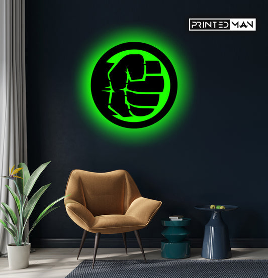 Wooden LED  Logo - THE HULK