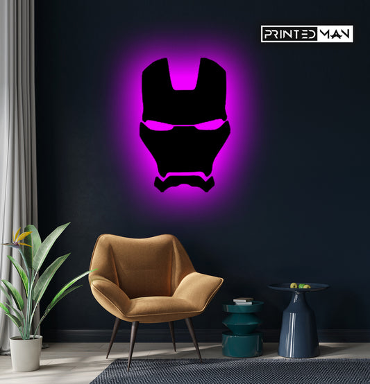 Wooden LED  Logo Backlight Ironman