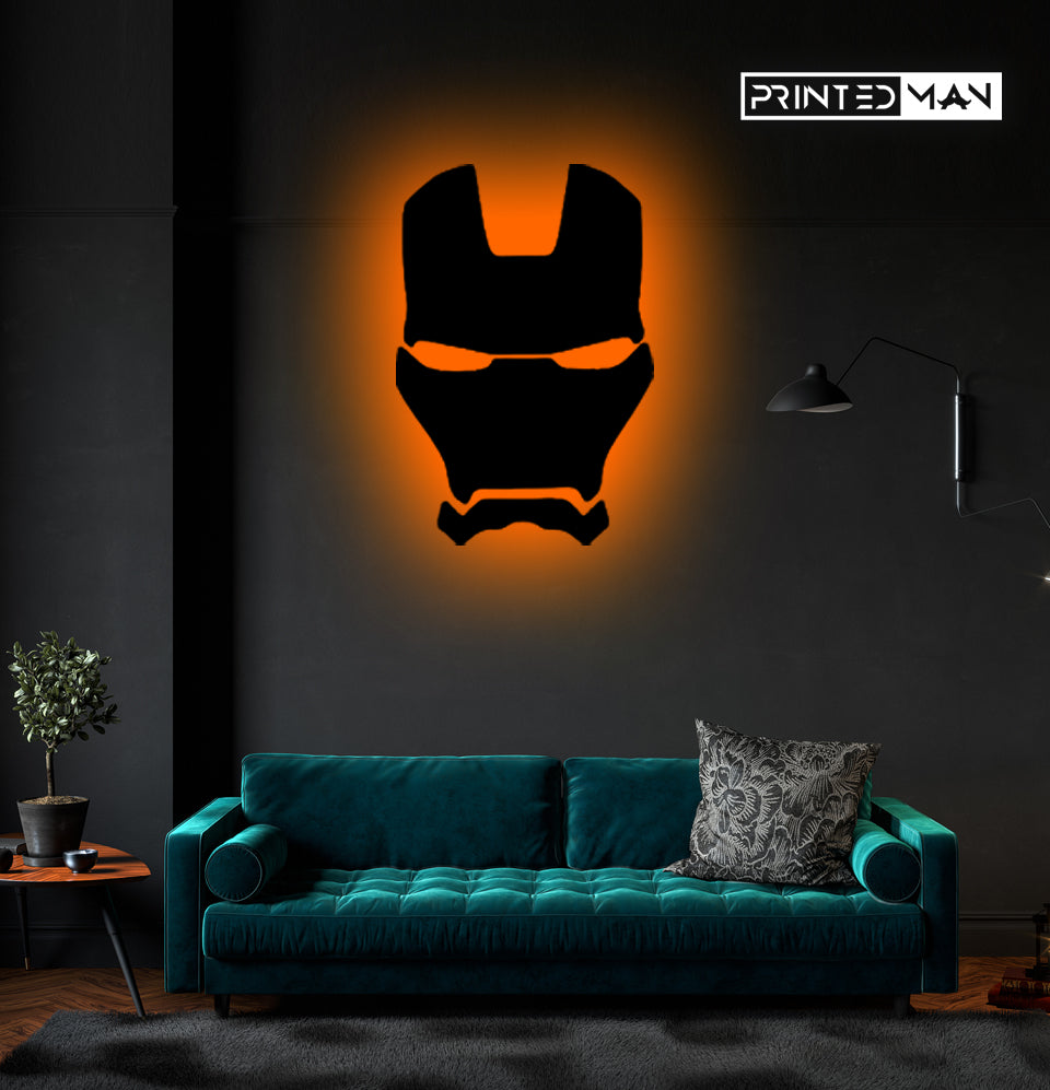Wooden LED  Logo Backlight Ironman