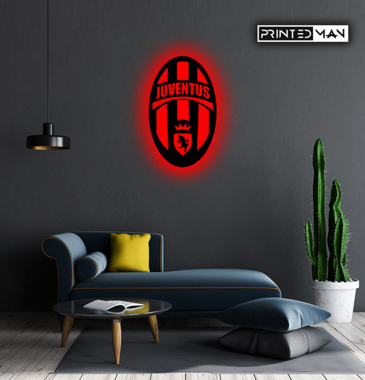 Wooden Juventus FC LED logo luminous for football Fan's