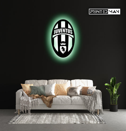 Wooden Juventus FC LED logo luminous for football Fan's