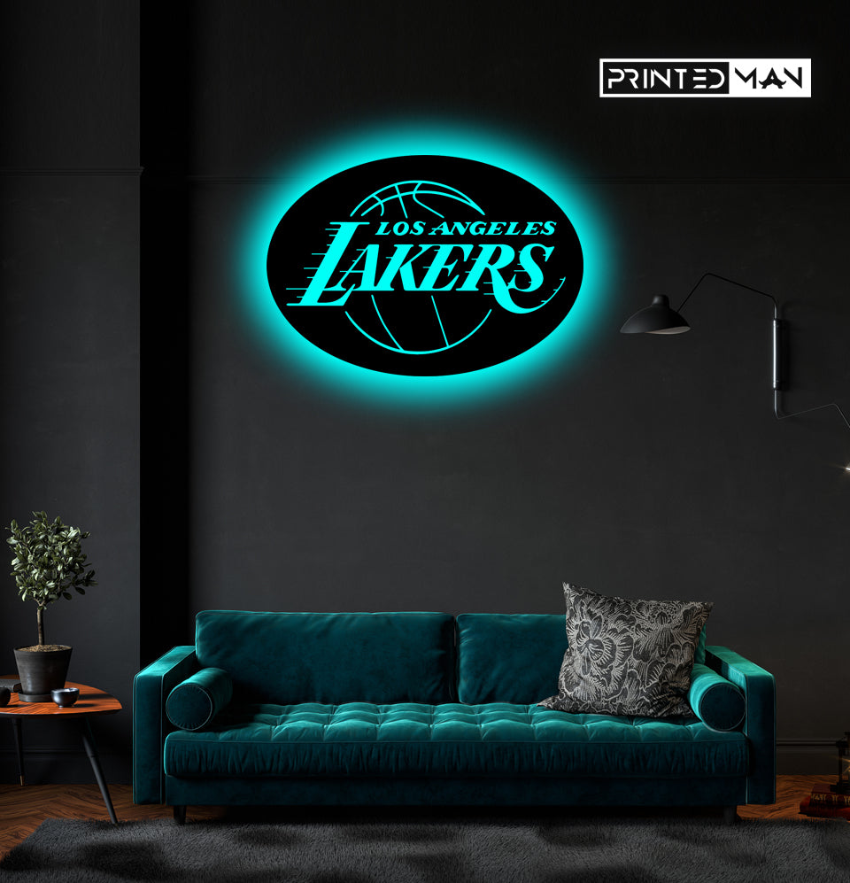 Wooden LosAngeles Lakers LED logo luminous for football Fan's