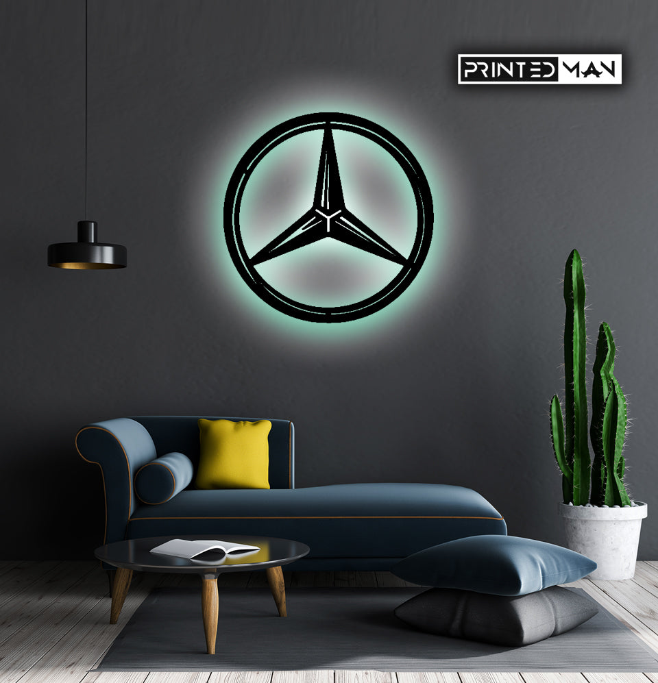 Wooden LED  Logo Mercedes-Benz Cars