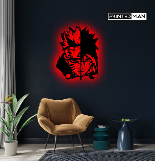 Wooden LED  Logo Anime Naruto vs Sasuke