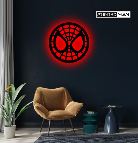 Wooden LED  Logo Backlight Spiderman