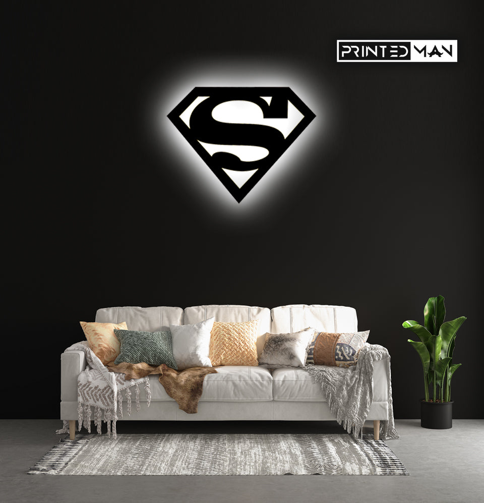 Wooden LED  Logo Backlight -  Superman